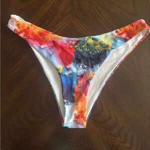 SHEIN Marble Tie Dye Cheeky Bikini Bottom and Coverup Skirt